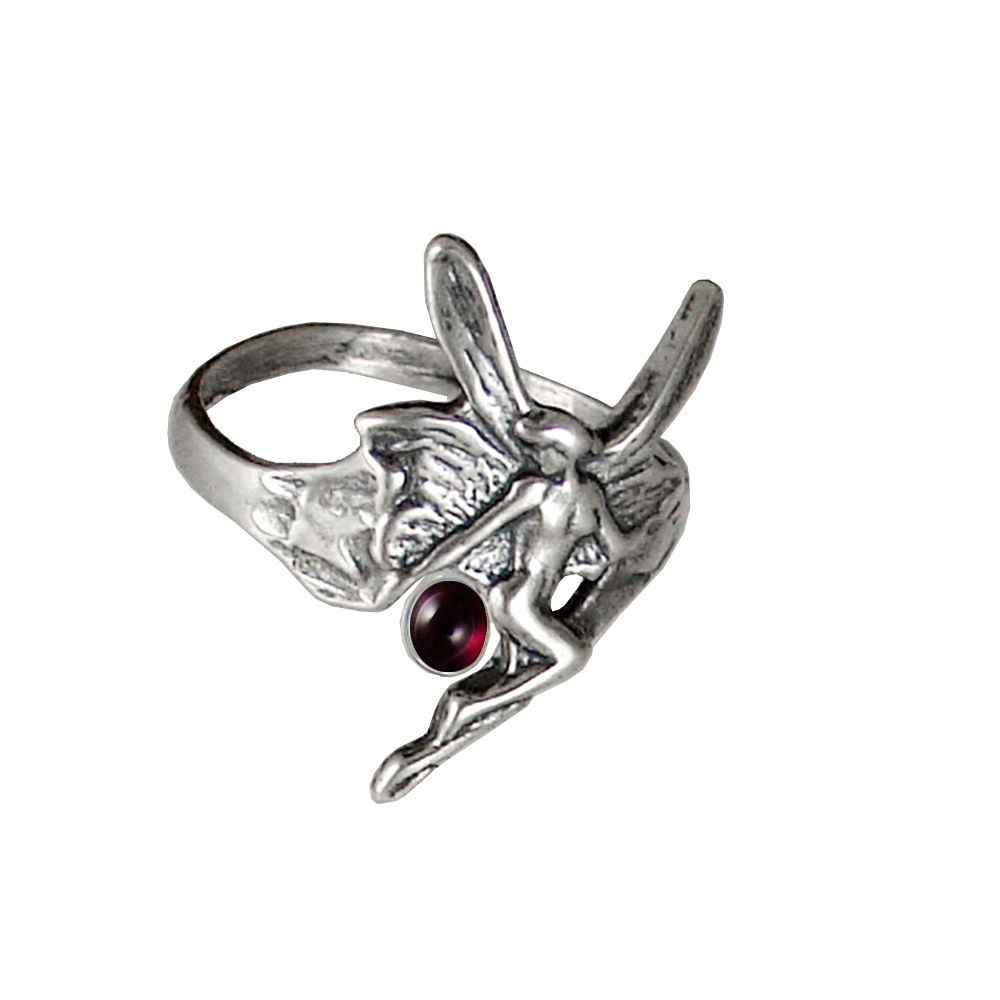 Sterling Silver Fairy Ring With Garnet Size 9